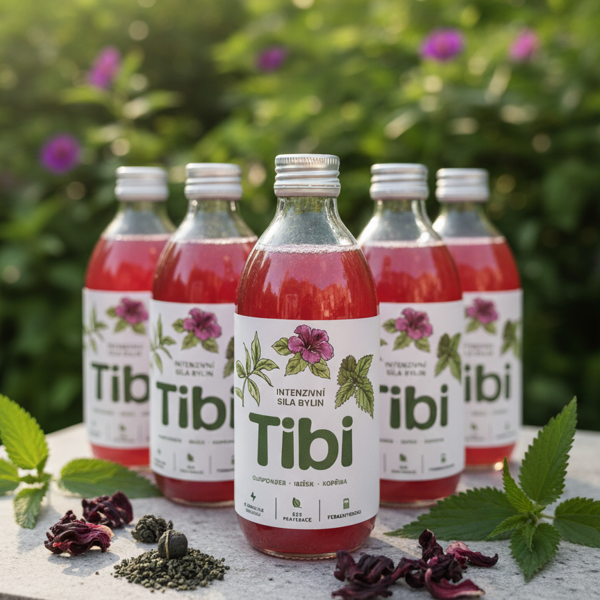 Byliny a čajové lístky použité v Tibi Energy Gunpowder Ibišek Kopřiva
