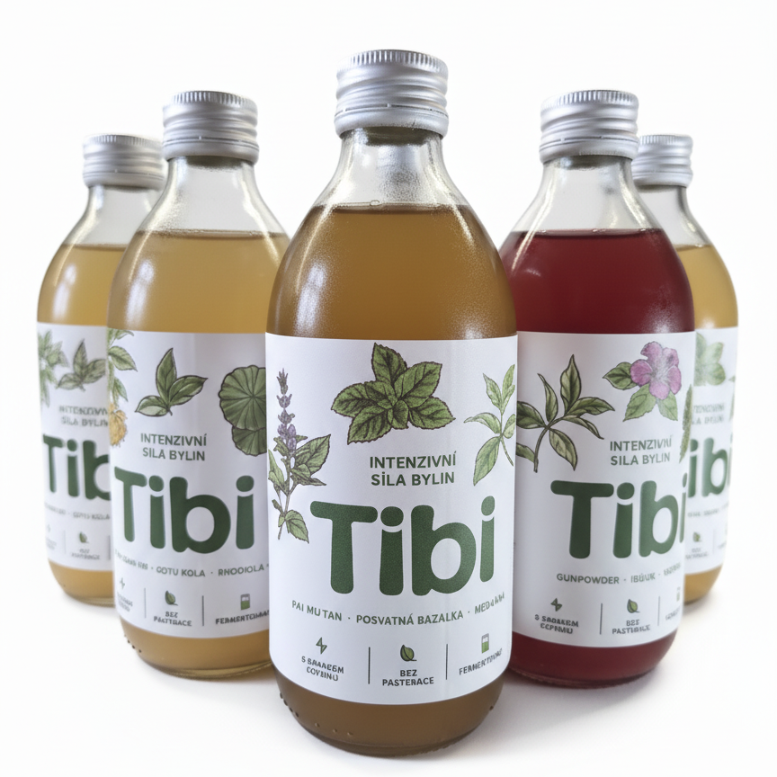 Detail balení Tibi Energy Mix box – 6 lahví přírodního fermentovaného nápoje