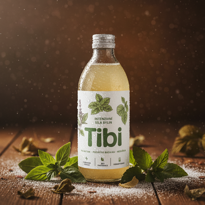 Tibi Energy Pai Mu Tan Bazalka Meduňka – bylinkový fermentovaný nápoj pro klid a regeneraci